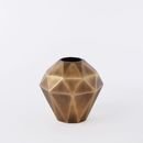 Online Designer Living Room Faceted Metal Vase, Brass, Wide