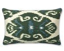 Online Designer Bedroom Silk Ikat With Piping Pillow Cover, Green