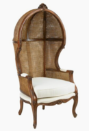 Online Designer Bedroom Eliza Cane Canopy Chair, Walnut/Natural Linen