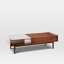 Online Designer Living Room Mid-Century Pop-Up Storage Coffee Table, Walnut White/Marble, Large