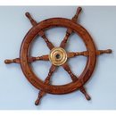 Online Designer Living Room Brown/Brass Wood Ship Wheel Wall Décor
