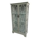 Online Designer Living Room Dahlonega 2 Door Painted Glass Curio with Fretwork Cabinet