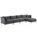 Online Designer Living Room Ardent 5-Piece Performance Velvet Sectional Sofa