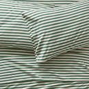 Online Designer Bedroom Organic Heathered Jersey Green Stripe Sheet Set Full