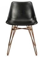 Online Designer Combined Living/Dining oaquin Industrial Loft Black Leather Bronze Iron Dining Side Chair