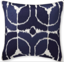 Online Designer Living Room Embroidered Ikat Pillow Cover, Navy