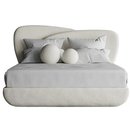 Online Designer Bedroom Curve Bed, Modern Layered Asymmetrical Bed in Cream Boucle