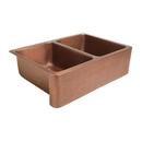 Online Designer Kitchen Rockwell Farmhouse Apron Front Handmade Pure Solid Copper 33 in. Double Bowl Kitchen Sink