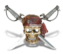 Online Designer Living Room Caribbean Sea Pirate Skeleton Skull Wall Display w/ Hanging Dual Cutlass Swords