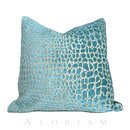 Online Designer Living Room Designer Faux Crocodile Aegean Blue Chenille Velvet Pillow Cushion Zipper Cover