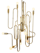 Online Designer Kitchen Stilnovo LS1143S Trombone 10 Light Chandelier in Gold