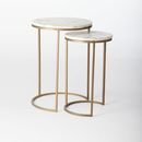 Online Designer Bedroom Round Nesting Side Tables Set - Marble/Antique Brass