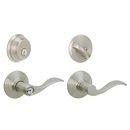 Online Designer Kitchen Schlage Accent Traditional Satin Nickel Single-Lock Keyed Entry Door Handleset