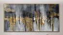 Online Designer Living Room Oversize Minimalist Acrylic Canvas Painting Extra Large Long Slim panoramic Gold Leaf Black  