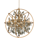 Online Designer Living Room Foucault's Orb Chandelier 13 Lts Chrome Clear Crystal Flemish Brass Cage Rustic