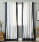 Online Designer Living Room Aurora Home Colorblock Border Linen Blend Curtain Panel (Pair)