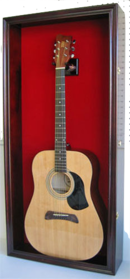 Online Designer Bedroom Large Display Acoustic Guitar Case Cabinet, Most Guitars Fit, Lockable, Mahogany Finish