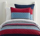 Online Designer Bedroom Block Stripe Quilt Navy Red