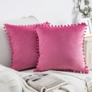 Online Designer Bedroom Dakota Fields Silky Velvet Series Pom Pom Decorative Throw Pillow With Insert, 22