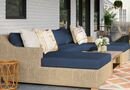 Online Designer Patio Hampton All-Weather Wicker 4-Piece Chaise U-Shaped Sectional with Cushion (1 RA/LA Chaise + 2 Armless), SUNBRELLA COBALT