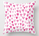 Online Designer Bedroom Hearts Pattern watercolor pink heart perfect essential valentines day gift idea for her Throw Pillow