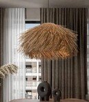 Online Designer Dining Room Japanese Style Vintage Grass Light Chandelier Rattan Pendant Light