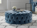 Online Designer Combined Living/Dining Corvus Tufted Velvet Round Chesterfield Ottoman with Casters