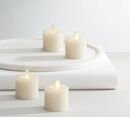 Online Designer Bedroom Premium Flickering Flameless Wax Votive Candles, Ivory - Set of 4