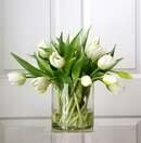 Online Designer Combined Living/Dining White Real Touch Flowers Centerpiece-White Tulips Spring Table Arrangement
