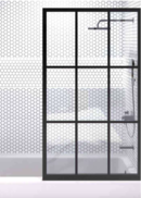 Online Designer Bathroom GRIDSCAPE GS1 SHOWER SCREEN FOR TUB IN BLACK WITH CLEAR GLASS