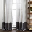 Online Designer Combined Living/Dining Belgian Flax Linen Velvet Colorblock Curtain - Platinum/Iron