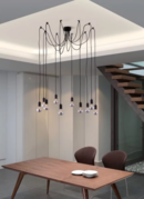 Online Designer Living Room Fog 10-light Black Modern Ceiling Lamp