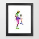 Online Designer Bedroom man soccer football player silhouette Framed Art Print
