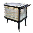 Online Designer Living Room Exceptional 1920s French Art Deco Bar Cart in Lacquered Wood Brass and Glass