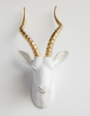 Online Designer Living Room Faux Antelope Head Wall Mount // White and Gold