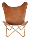Online Designer Living Room Safari Chestnut Leather Butterfly Chair