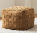 Online Designer Living Room Suede Basketweave Pouf