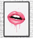 Online Designer Bedroom Pink Lips Watercolor Print