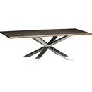 Online Designer Living Room Couture Dining Table, Seared Oak/Polished Stainless Base
