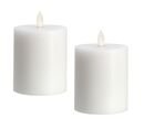 Online Designer Dining Room Premium Flickering Flameless Wax Pillar Candles - White - set of 2