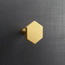 Online Designer Kitchen hex brushed brass knob