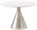 Online Designer Living Room Silhouette Pedestal Round Dining Table - White Marble/Brushed Nickel