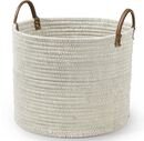 Online Designer Living Room Cairo Coastal White Woven Cotton String Seagrass Floor Basket