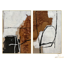 Online Designer Combined Living/Dining Set of 2 brown Abstract Painting beige Minimalist Painting Set of 2 white Wall Art Set black line Abstract Painting black and white Painting