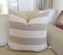Online Designer Combined Living/Dining Coastal Cushions Striped Coastal Pillow. Cushion Cover. Natural & Ivory 