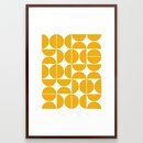 Online Designer Combined Living/Dining Mid Century Modern Geometric 04 Yellow Framed Art Print