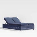Online Designer Patio Dune Navy Double Outdoor Chaise Sofa Lounge with Sunbrella ® Cushions
