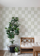 Online Designer Nursery Plaid wallpaper, checkered wallpaper, geometric wallpaper, watercolor wallpaper, watercolour wallpaper, green wallpaper