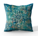 Online Designer Bedroom Margareta 'Mandala in Blue' Square Velvet Pillow Cover & Insert