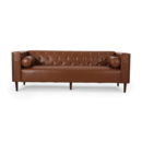 Online Designer Combined Living/Dining Faraway Contemporary Tufted Sofa with Accent Pillows by Christopher Knight Home - Cognac Brown + Espresso